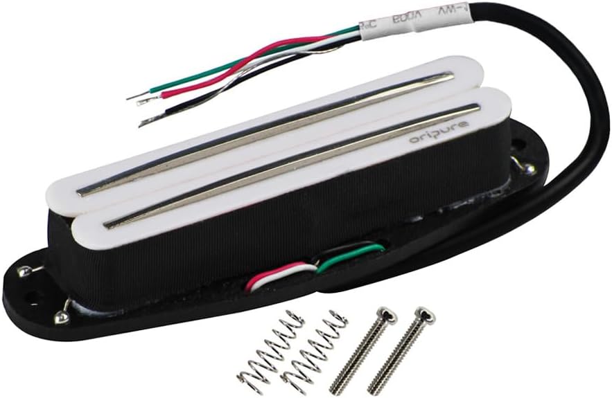OriPure Hot Dual Rail Pickups Alnico5 Single-Coil-Sized Humbucker 10-11K Fit ST/SQ Style Electric Guitar, White