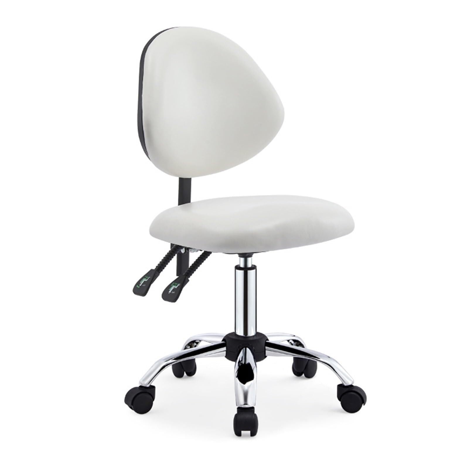 METTEOR Swivel Chair Saddle Stool for Dental Hygienist, Professional Saddle Chair Stool with Wheels, Ergonomic Rolling Stool Chair with Backrest with Tilting (White 46 cm 59 cm)
