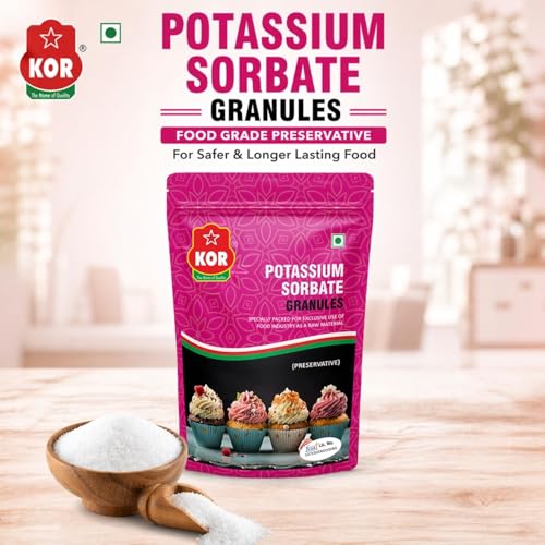 Image of KOR Premium Potassium Sorbate Granules - 400g (Pack of 1) | Food Preservative for Home Canning, Baking & Beverage Production