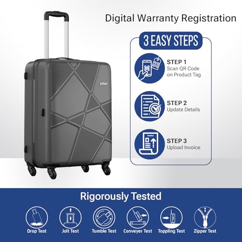 Image of Safari Cabin Polypropylene (Pp) Pentagon Hardside Small Size Luggage Suitcase 4 Spinner Wheels Trolley Bags for Travel Dark Grey Color 55Cm