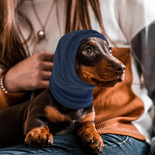 XFSRG Ohrenschutz Hund Soft Dog Kopfwickel Calming Hoodie Noise Protection Verstellbarem für Angstlinderung und Beruhigung(Dunkelblau/S)