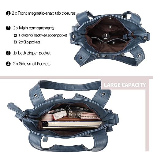 Image of KL928 Women's Large Purses Handbags PU Leather Multi-Pocket Shoulder Bag | Large