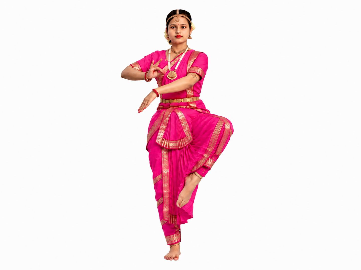 Culture Creation Girls Bharat Natyam Dance Dress | Bharat Natyam Classical Dance Costume for Girls Fancy Outfit Competitions/Annual Functions/School Events-image-27