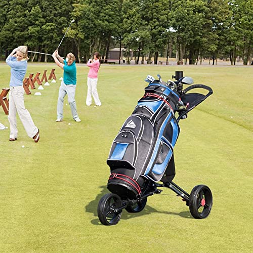 Graffy Golf Push Cart, 3 Wheels Folding Golf Trolley With With Foot Brake Umbrella & Tee Holder, Lightweight Pushcart With Adjustable Handle, Aluminum Collapsible Golf Pull Cart #TOP7