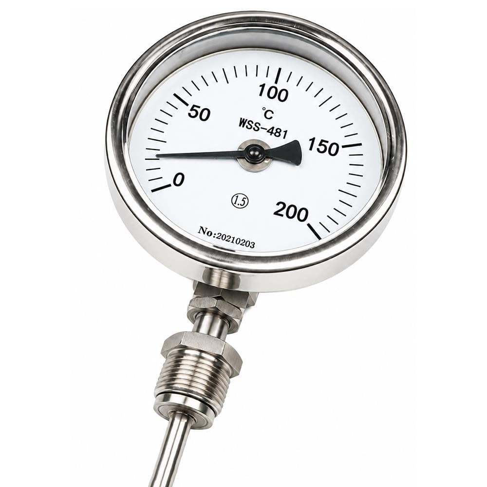 Jauge température tuyau inox 304 thermomètre bimétallique WSS-481