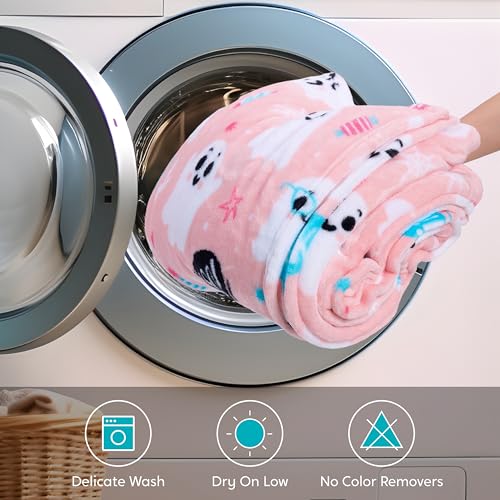 Halloween Throw Blanket - Soft Plush Pink Ghost Blanket - image 5