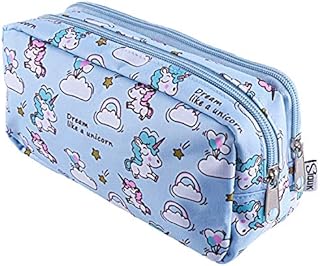 SIQUK Unicorn Pencil Case Large Capacity Pencil Pouch Double Zippers Unicorn Pencil Bag Office Pen Holder Organizer Stationery Bag with Compartments for Girls Boys and Adults
