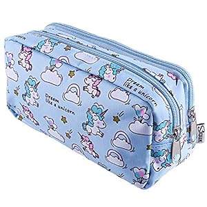 SIQUK Estuche de lápices Lápiz de gran capacidad Bolsas dobles Bolso de lápiz para niñas, niños y adultos