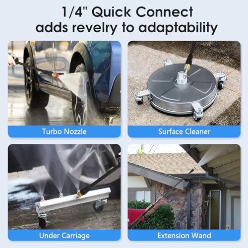 Image of Pressure Cleaner 5000 PSI 2.8 GPM High Power Cleaners with 33ft Pressure Hose, 4 Nozzle and Foam Cannon, for Home, Cars, Fences, Patio (Blue)