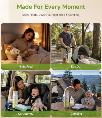 Portable Milk Bottle Warmer, Precision Temperature Control Fast Heating Travel Bottle Warmer, 500ML Large Capacity with Long Battery Life for Breast Milk & Drinks - Image 5