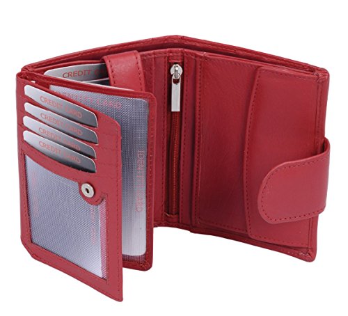 LEAS Damesportemonnee en herenportemonnee met buitengrendel in staand formaat echt leer, rood speciale editie Leer, rood - Image 4