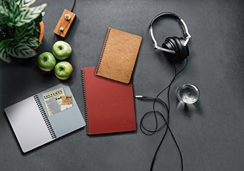 Clairefontaine - Ref 795465C - Age Bag Clothbound Notebook (192 Pages) - A5 Size, Lined Rulings, 90gsm Brushed Vellum Paper - Grey Leather Effect Cover