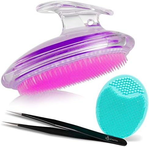 Dylonic 3 Pack Exfoliating Brush and Precision Tweezers for Ingrown Hairs Treatment, Razor Bumps Shaving Irritation - Silicone Scrubbers Gift Set, Body + Face Skin Exfoliator Brush Dry Brushing Loofah