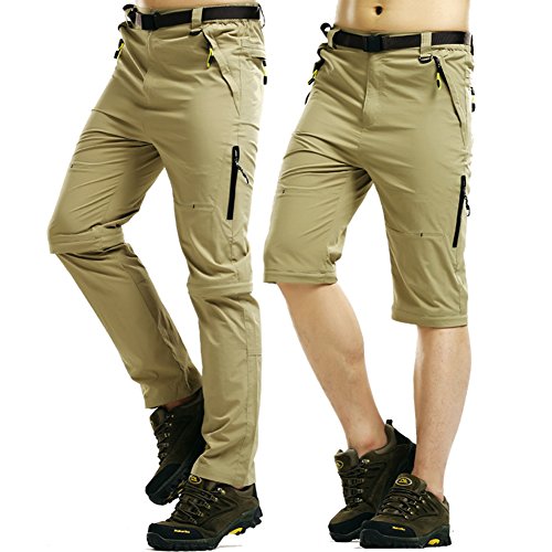 rmine Pantalones de trekking Zip Off transpirable – Pantalones de senderismo Outdoor Pantalón desmontable (se seca rápidamente con cinturón), Hombre, color caqui, tamaño extra-large