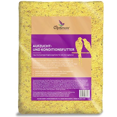 Optimax Kondition- und Aufzuchtfutter für Vögel | 1kg | Eifutter für alle Ziervogelarten | Geeignet für Kanarienvögel Wellensittiche und viele Weitere