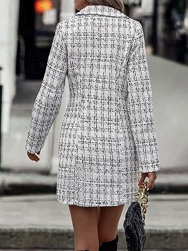 Womens 2024 Winter Fleece Jacket Coat Plaid Pattern Double Breasted Overcoat2