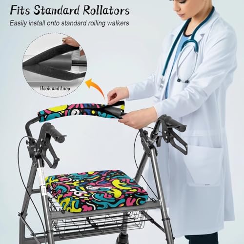 Image of Abstract Rollator Walker Seat and Backrest Covers Universal Accessories for Rollator Walkers Soft Stylish Walkers for Seniors with Seat Cover for Ladies