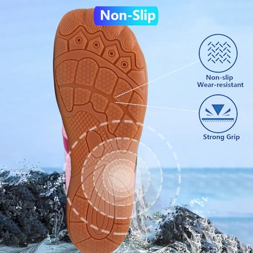 Image of Beach Water Shoes for Women Men Quick Dry Non-Slip Wide Toe Hike Barefoot Footwear for Beach Pool Aqua Swim Surf Walk