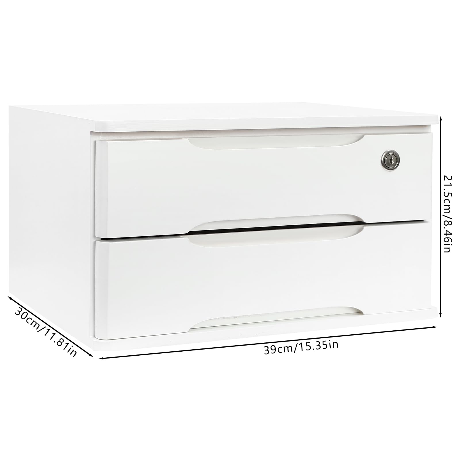 2 livelli Organizzatore da scrivania con maniglia e chiave portaoggetti per scrivania, organizer per cassetti per ufficio, camera da letto, vanità (39 x 30 x 21,5 cm)