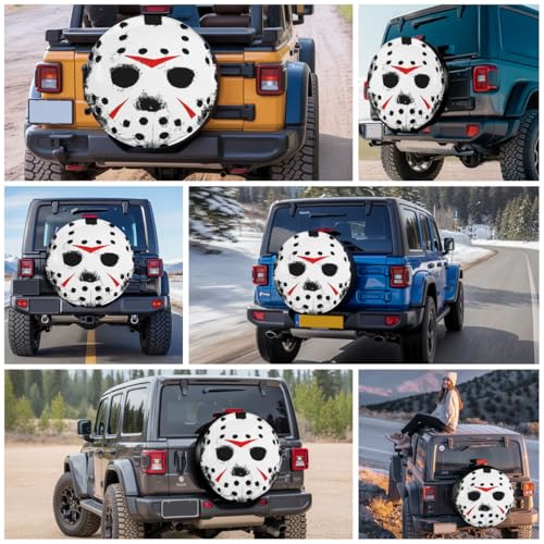 Image of GENANY Masked Horror Father's Day PVC Spare Tire Cover for RV Trailer, Waterproof, Size 17 Fits 31-33 Inch