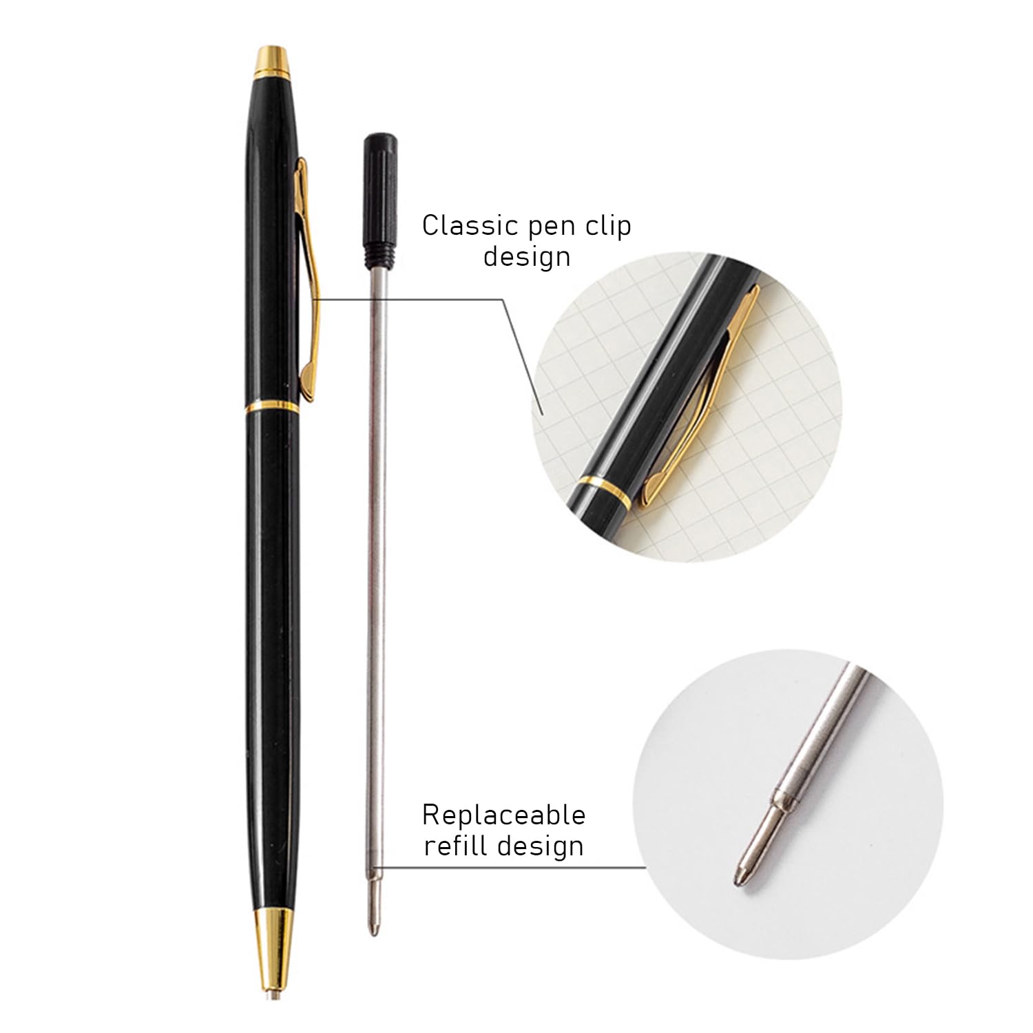 3 Metal Ballpoint Pens, Suitable for Adult Writing Suitable for Men and Women's Fountain Pens, Business Metal Ballpoint Pens - Image 3