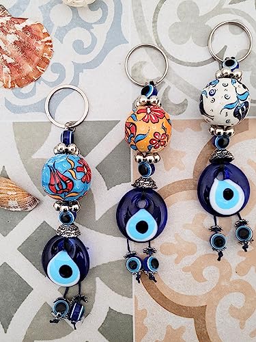 Erbulus Turkish Evil Eye Keychain Set Of 3 - Turkish Gifts - Evil Eye Keychains For Car Keys, Evil Eye Key Chains Women And Men #TOP2