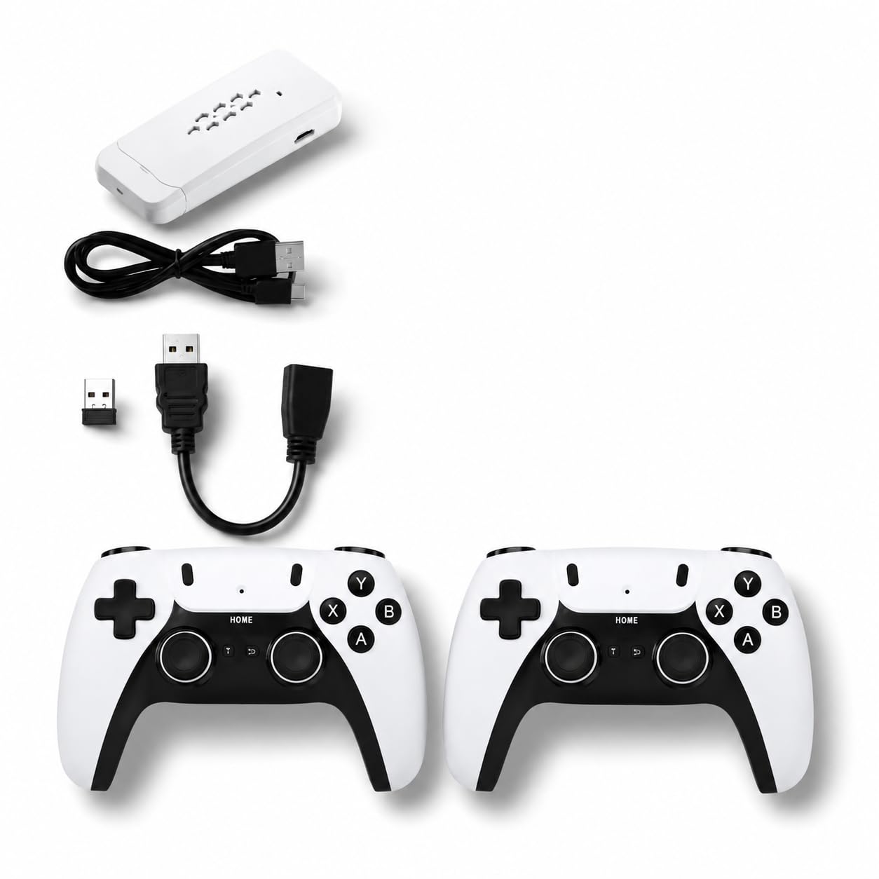 Wireless Game Controller Combo Pack with 2 Controllers, USB Receiver, Charging Cable & Extension Cable | 2.4GHz Wireless Gaming Controller | Rechargeable Dual Controller Set | White & Black-image-39