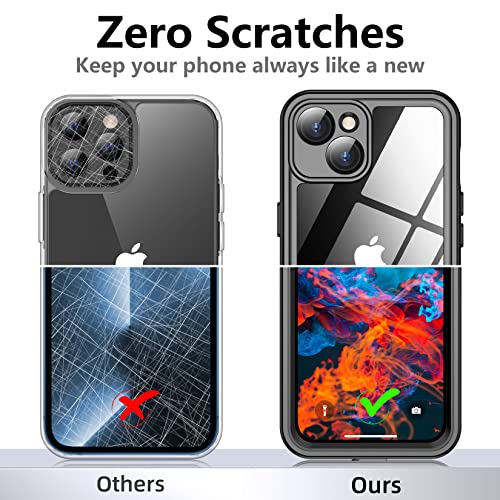 Temdan For Iphone 14 Plus Case Waterproof,Built-In 9H Tempered Glass Screen Protector [Ip68 Underwater][14Ft Military Dropproof][Dustproof][Real 360] Full Body Shockproof Phone Case-Black/Clear #TOP6