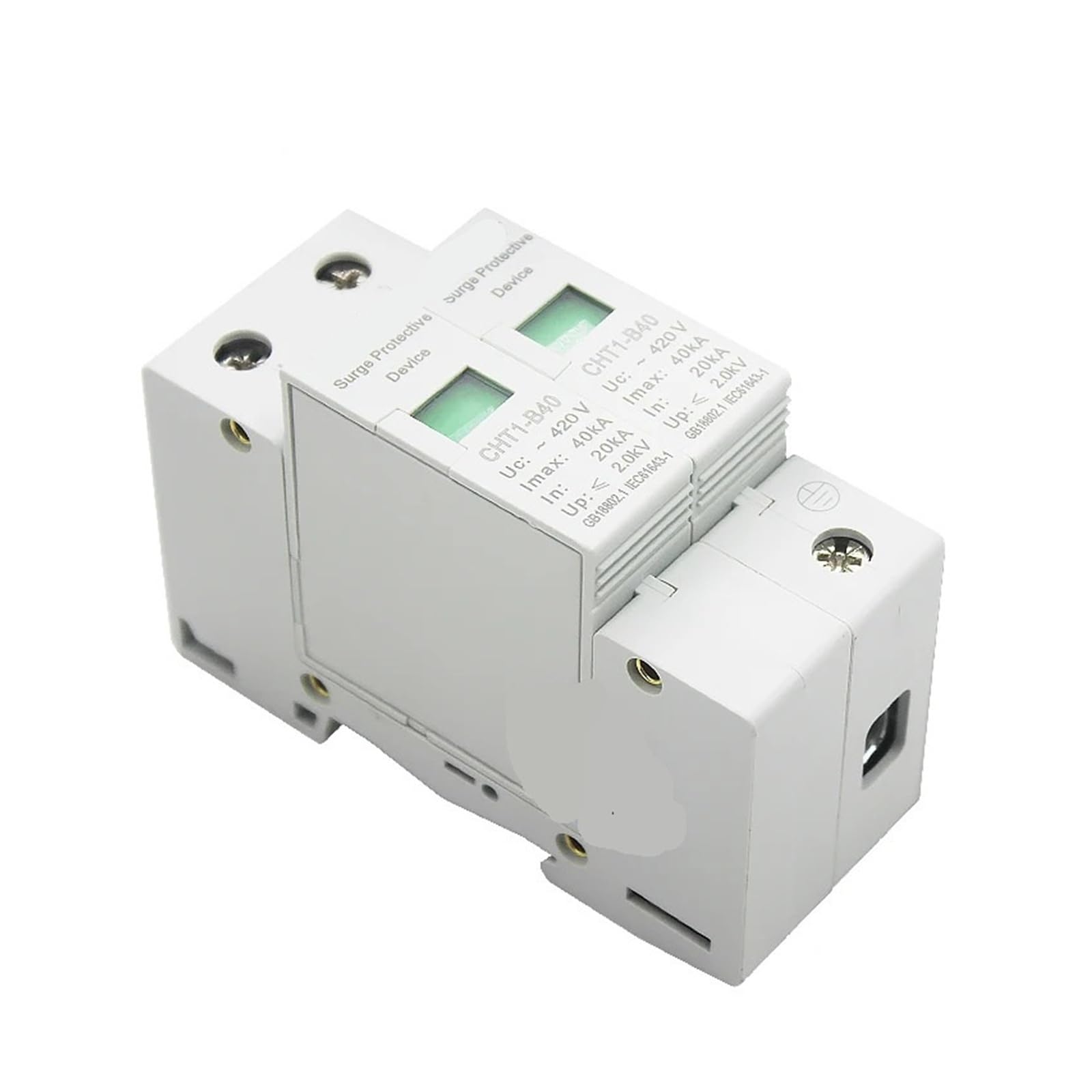 AC SPD 2P 20KA~40KA 420V Surge Protector Din Rail Mounting Protective Low-voltage Arrester Device For House