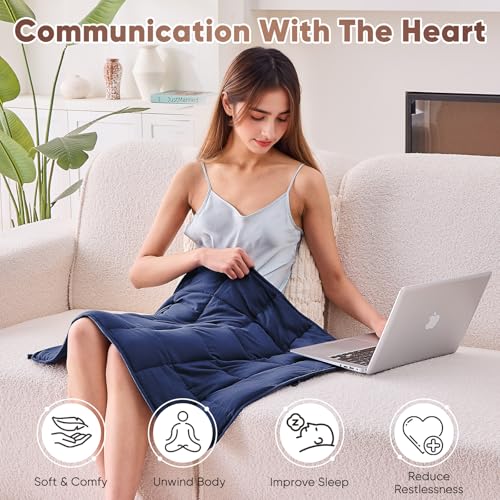 Weighted Lap Blanket for Adults 5lbs, 29"x33" Cooling Heavy Throw Blanket, Portable Travel Weighted Blankets, Soft Small Blankets Gift for Sleeping, Navy Blue