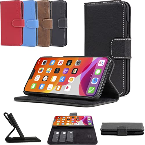 Snugg iPhone 13 Pro Max Case Wallet â€“ Leather Wallet case for iPhone 13 Pro Max with Card Slots and Built in Stand â€“ Flip Phone Cover in Blackest Black