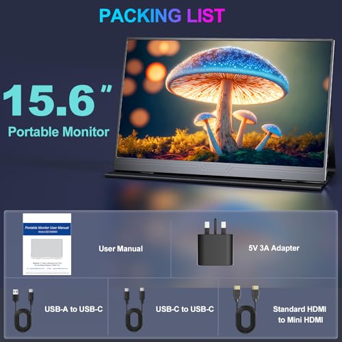 COOLHOOD Portable Monitor, 15.6 inch 1080P FHD IPS Second External Monitor with USB-C Mini HDMI Port, Second Screen Compatible with PC, Laptop, MacBook, Gaming Device - Image 7