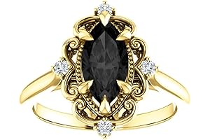 1CT - 3CT Marquise Cut Black Diamond Rings For Women