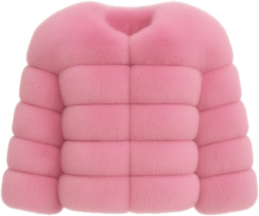 Deerhobbes Design your own Girls Faux Fur Coat – Toddler Girl Winter Coat, Kids Furry Jacket, Warm Plush Outerwear