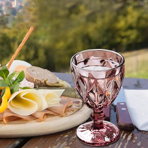 Image of Premium Pink Wine Glasses 350ml, Set of 2 Long Wine, Burgundy Clear Glasses with Stem for Wedding Anniversary, Birthday, Gift (RKT-08, Set of 2)