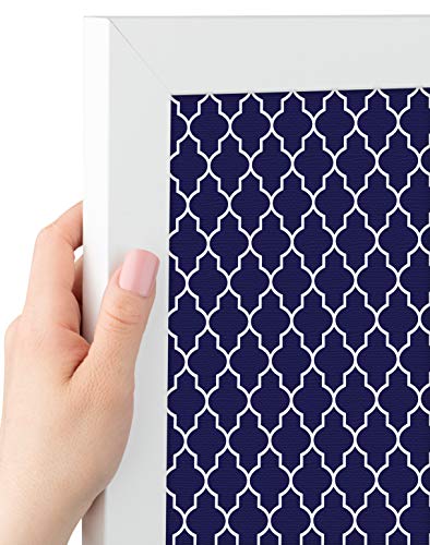 Pinpix 18X12 Custom Cork Bulletin Board Quatrefoil Navy Poster Board With A Canvas Style Photo Board, Framed In Satin White Frame (Pinpix-285) #TOP2