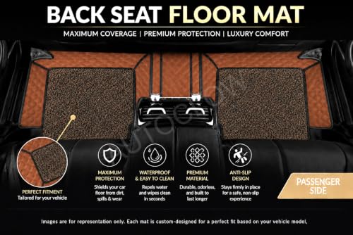 Image of Premium 7D Car Mat for Tata Punch Manual (Model : 2021-2026) Petrol /Diesel || Luxury Leather Dual-Stitch Full Set 7D Car Floor Mat || 100% Waterproof || Color : TAN (Design-1)
