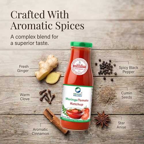 Image of Organic Wellness Moringa Tomato Ketchup 350g | 100% Natural | 85% Fresh Tomatoes | No Chemicals, No Added Colors, No CornStarch, No Oils, No Preservatives, No Thickeners (Pack-2)