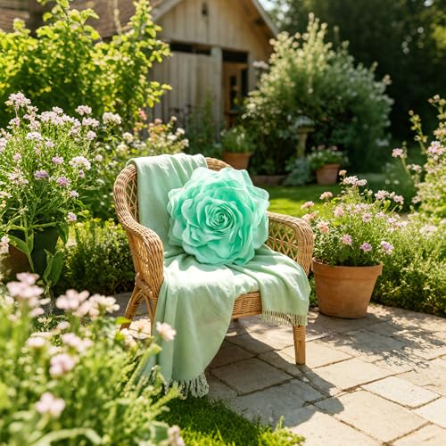 Image of JWH Summer Flower Throw Pillow Covers, Bean Green, 14 Inch