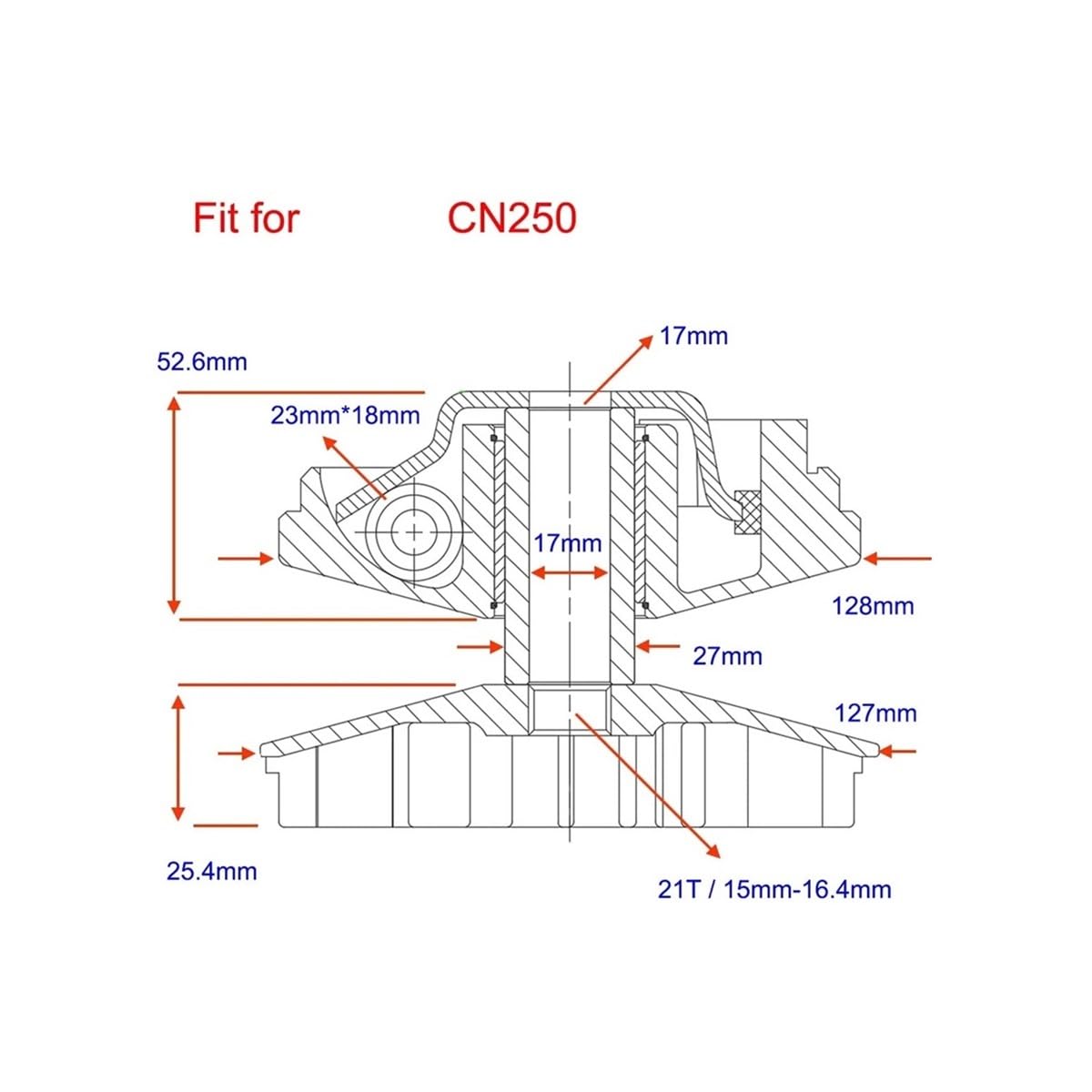 Kit variador de 128 mm y 21 Dientes, 172 mm, for ATV, Buggy y Scooter CH250 CN250 250 250 CC