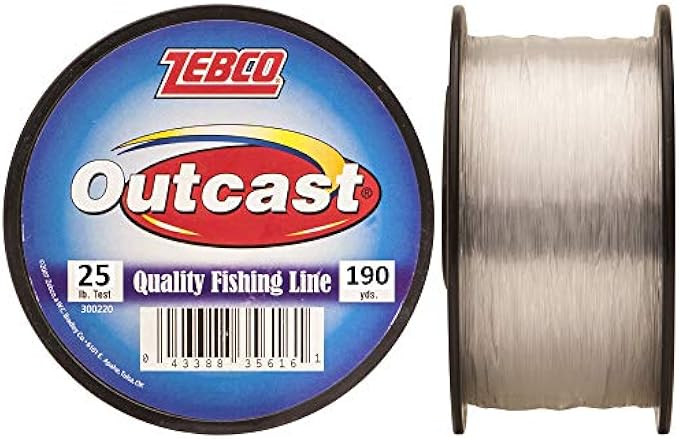 Zebco Outcast Monofilament Fishing Line, Low Memory and Stretch with High Tensile Strength