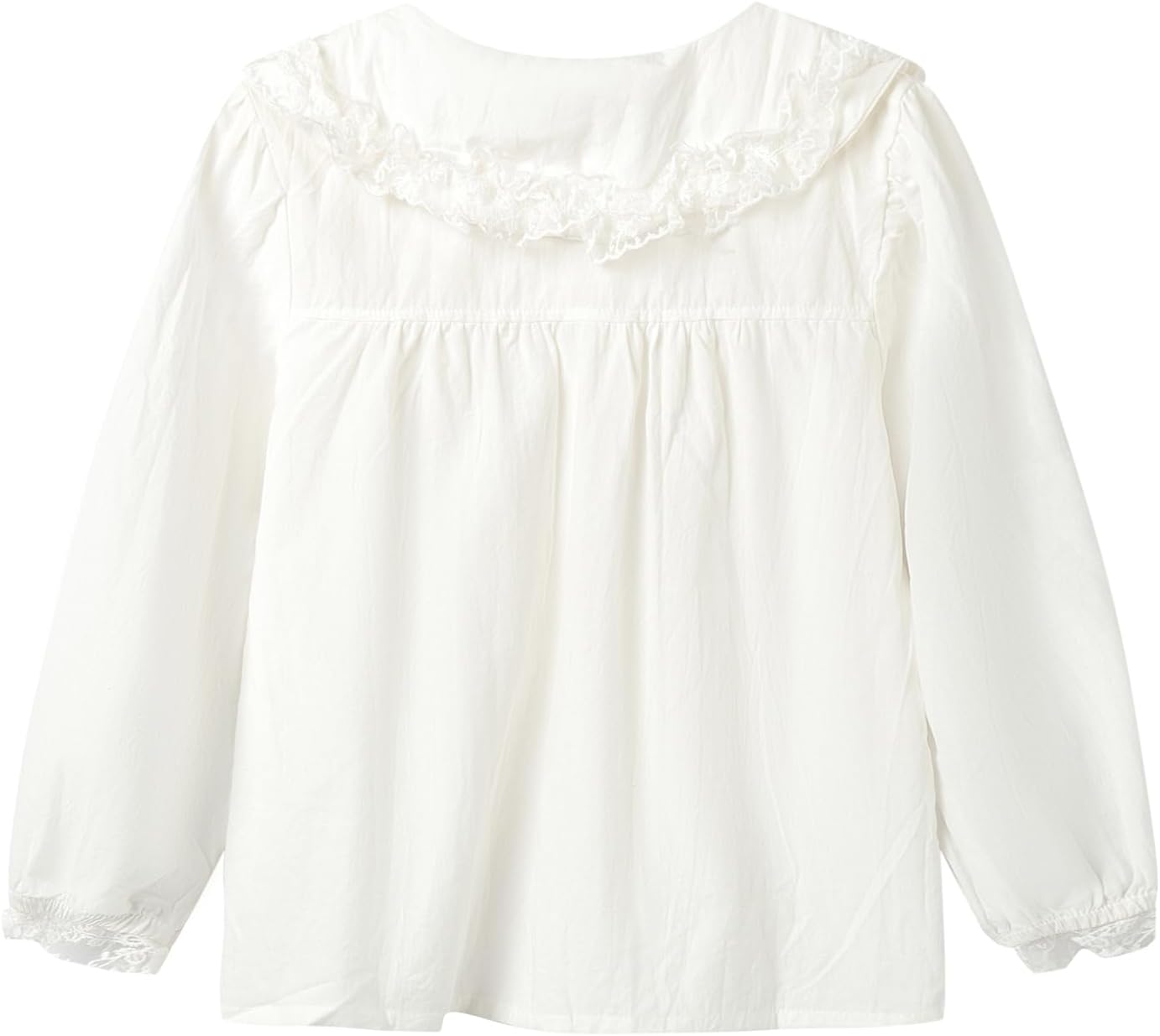 Mud Kingdom Little Girls Lace Shirt Button Down Blouse Peter Pan Collar Long Sleeve Casual - Image 2