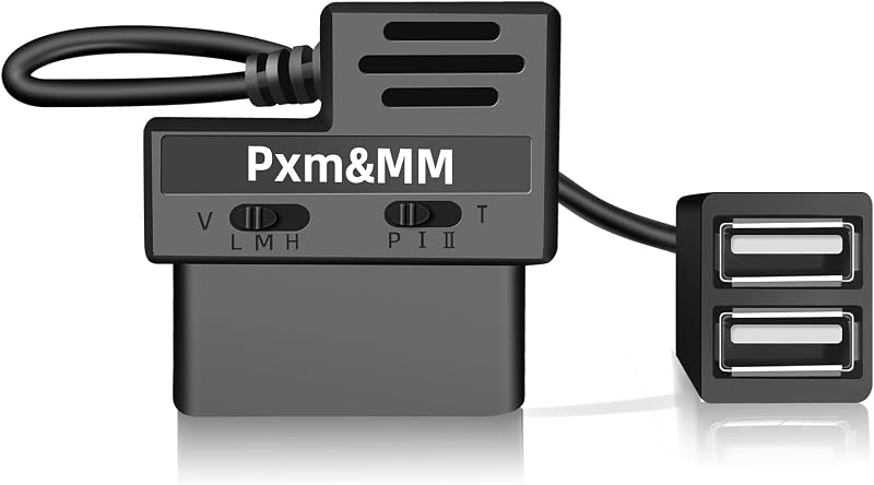 for Garmin Dash Cam Constant Power Cable,OBD-II Adapter Cable with Two USB Ports for Car Charging,24/7 Power Supply Mode,Collision Detection Mode,Adjustable Battery Drain Shut-Off,Output 5V/3A