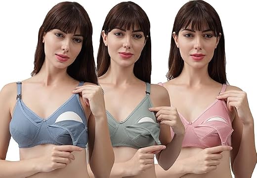 Pack of 3 Super Support Maternity Cotton Bras for Women, Premium Comfort for Girls/Women