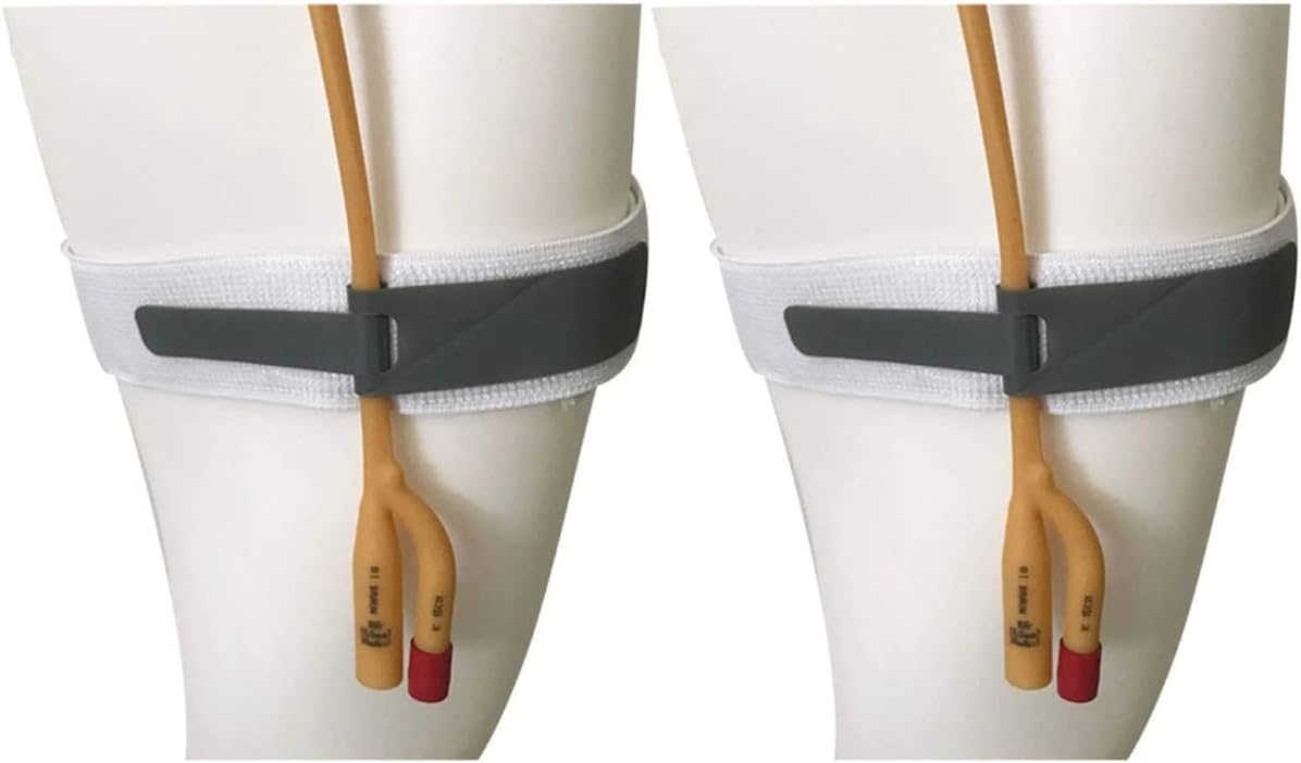TOPMED ETS Catheter Securement Retaining Strap with Anti Slip Grip, Catheter Holder Urine Drainage Legband, Urinary Leg Bag Straps Velcro (Pack of 2)
