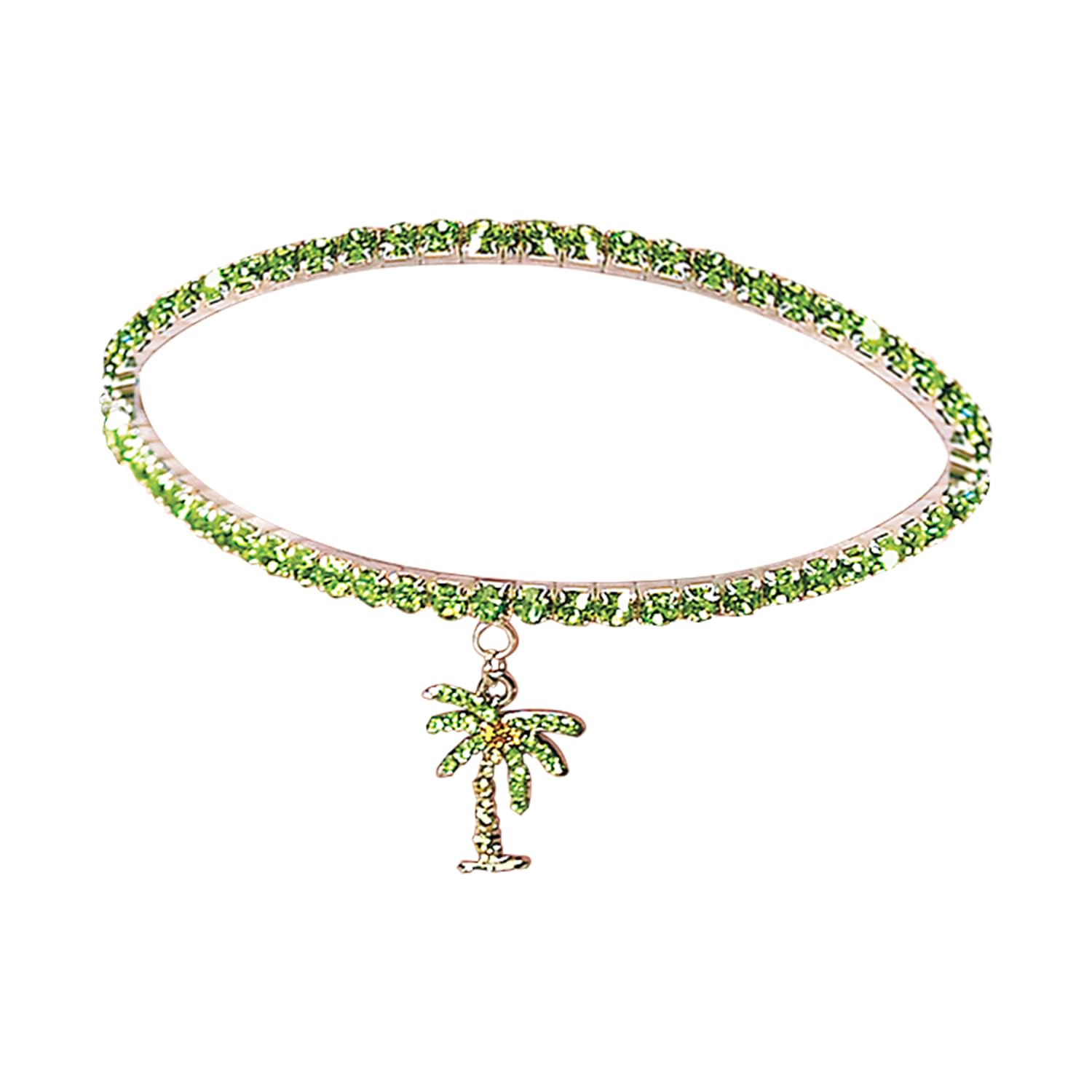 Crystal Palm Tree Anklet, Adjustable Stretch Ankle Bracelet, Summer Beach Foot Jewelry for Women