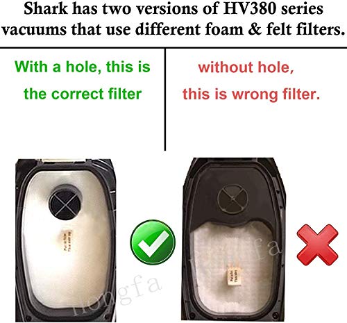 Hongfa Hv380 Filters Compatible With Shark Rocket Duoclean Ultra-Light Corded Bagless Vacuum, 6 Packs Foam & Felt Filter Part Hv380, Hv380W Hv381,Hv383, Hv384Q Replacement Part Xffh380 Xpstfh380 #TOP2
