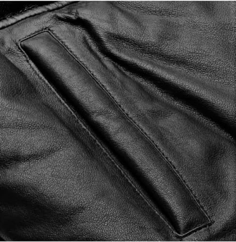 Image of F&F Classic Men's Premium Genuine Lambskin Aviator Style Puffer Fur Shearling Collar Leather Bomber Winter Fashion Jacket