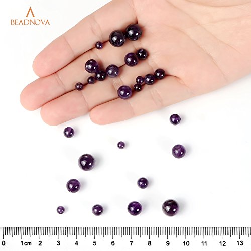 Image of BEADNOVA 10mm Natural Amethyst Purple Quartz Gemstone Round Loose Beads for Jewelry Making (36-38pcs)