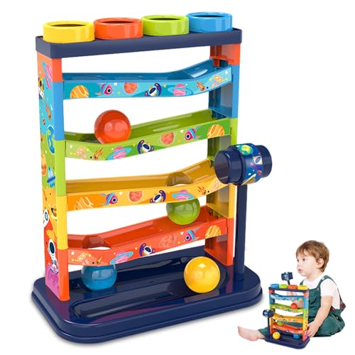 HDBHSBE Jouet à Balle, Tour de Chute à Balle 5 Niveaux avec rampes tourbillonnantes, Marteau et 4 balles, ABS Plastic Educational Toy for Babies Toddlers 3 Ans HDBHSBE Jouet à Balle, Tour de Chute à Balle 5 Niveaux avec rampes tourbillonnantes, Marteau et 4 balles, ABS Plastic Educational Toy for Babies Toddlers 3 Ans